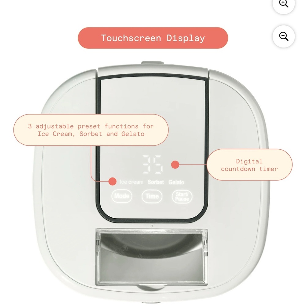 Digital Ice Cream Maker with Touchscreen Display - White